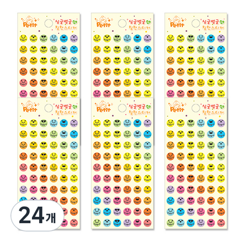 쁘띠팬시 싱글벙글 칭찬스티커 DA5237, 혼합 색상, 24개