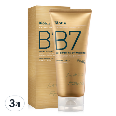 포레스트스토리 B7 워터 코팅 노워시 헤어팩, 200ml, 3개