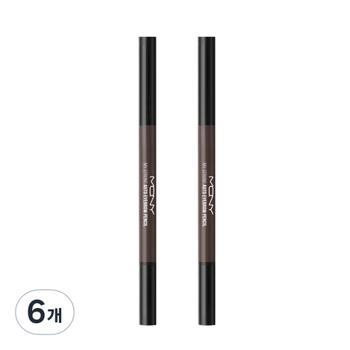 맥퀸뉴욕 마이 스트롱 오토 아이브로우 펜슬 하드파우더 0.35g, NO2 그레이 브라운, 6개