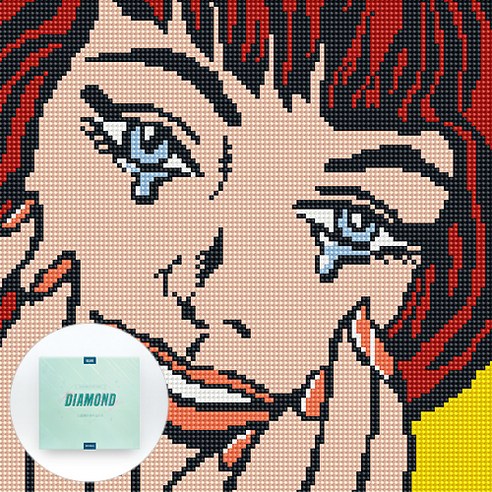 디클레어 액자 캔버스형 보석십자수 DIY 키트 30 x 30 cm, 1세트, 눈물흘리는 소녀