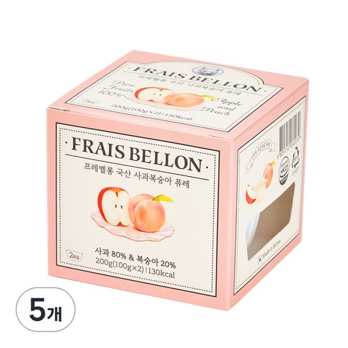 프레벨롱 국산 과일퓨레, 사과복숭아, 200g, 5개
