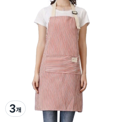누심비 줄무늬 앞치마, 핑크, 3개