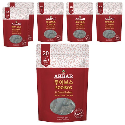 아크바 루이보스 허브티 피라밋 티백, 1.5g, 20개입, 6개