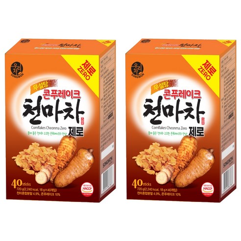우리차 콘푸레이크 제로 천마차, 2개, 40개입, 18g