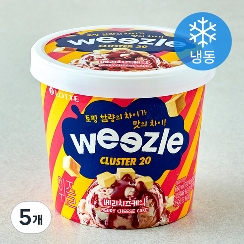 롯데웰푸드 위즐 베리치즈케익 (냉동), 5개, 1개입, 660ml
