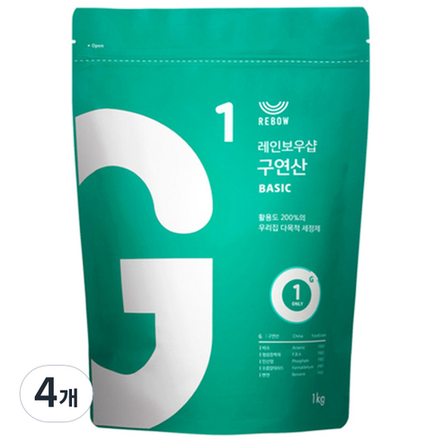레인보우샵 구연산 베이직 소독 세정제, 1kg, 4개