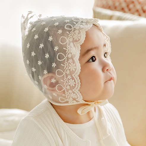 사계절용 아동/유아용 모자, 할인된 가격의 크림색 보넷, 로켓배송 가능