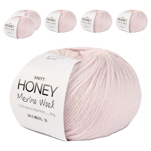 니뜨 허니 메리노 울 뜨개실 50g, 02 베이비핑크, 6개