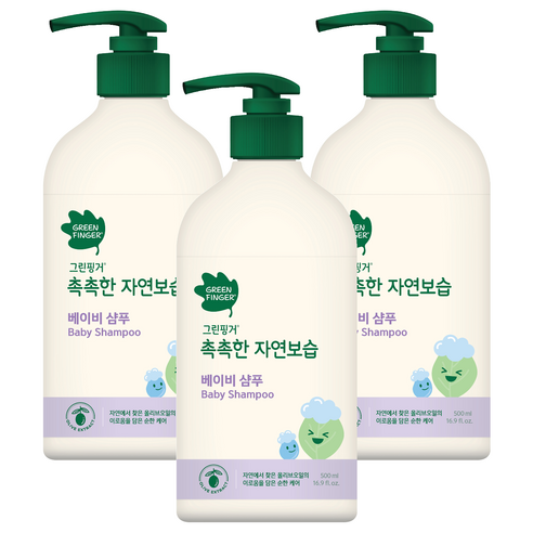 그린핑거 촉촉한 자연보습 베이비 샴푸, 500ml, 3개