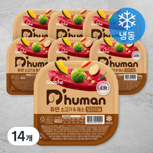 듀먼 전연령용 강아지 오리지널 화식사료, 소+채소, 100g, 14개