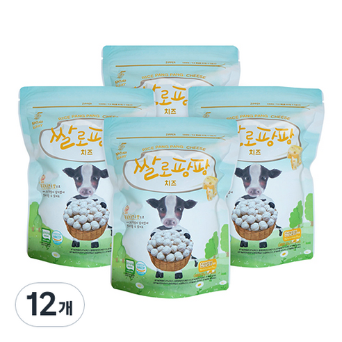 짱죽 유기농 쌀로팡팡 과자, 치즈, 12개, 35g