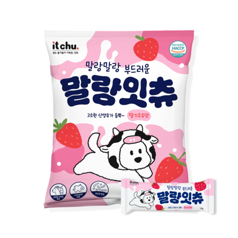 잇츄 강아지 말랑잇츄 부드러운 덴탈껌, 540g, 1개, 딸기우유맛
