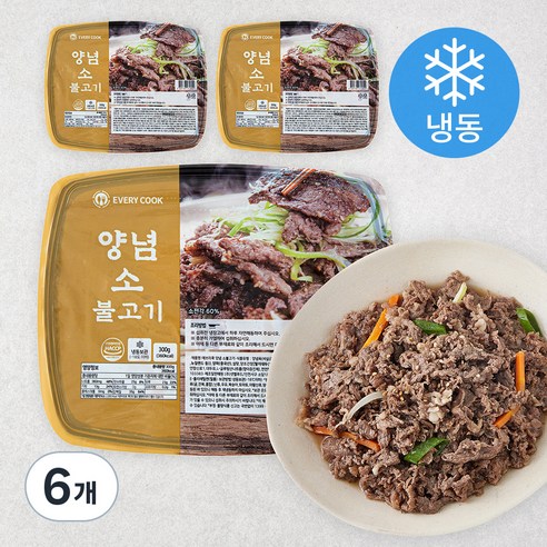 에브리쿡 양념 소불고기 (냉동), 300g, 6개