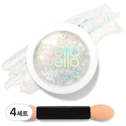 젤로젤로 젤네일 아트 엣지빔 미러 파우더 글리터 + 브러쉬 세트, 4세트, JP10 갤럭시(글리터)