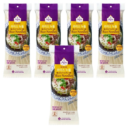 티아시아키친 라이스누들 쌀국수용 3mm, 250g, 5개