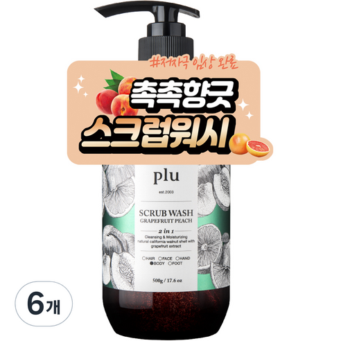 플루 스크럽워시 자몽피치, 500g, 6개