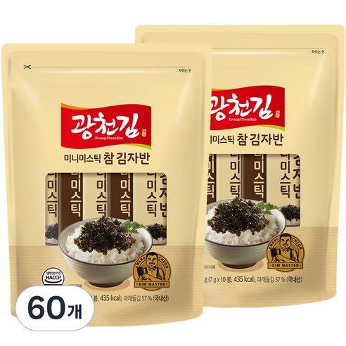 광천김 참 미니미스틱 김자반, 60개, 7g