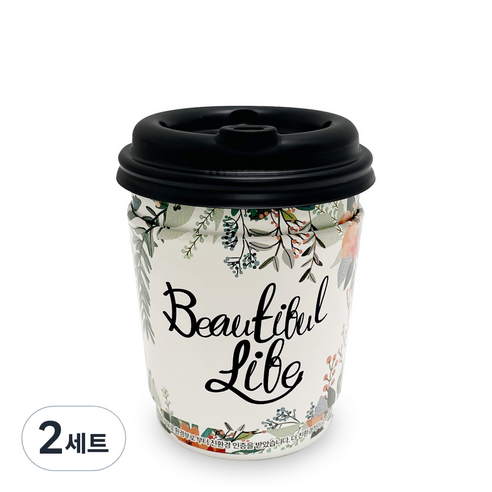 투고팩 플라워 에어홀더 100p + 10온스 종이컵 100p + 타공뚜껑 100p 세트, 2세트