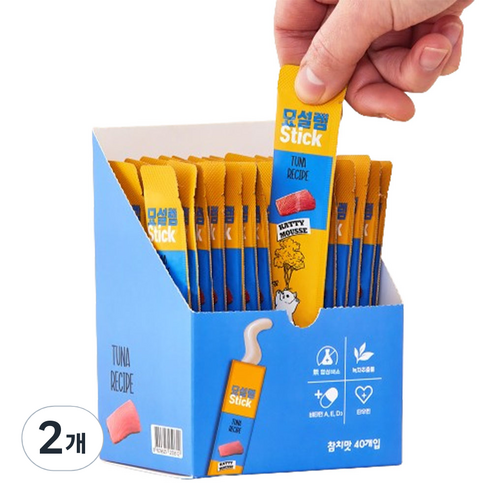 페슬러 고양이 묘설렘 스틱 간식 40p, 참치, 400g, 2개