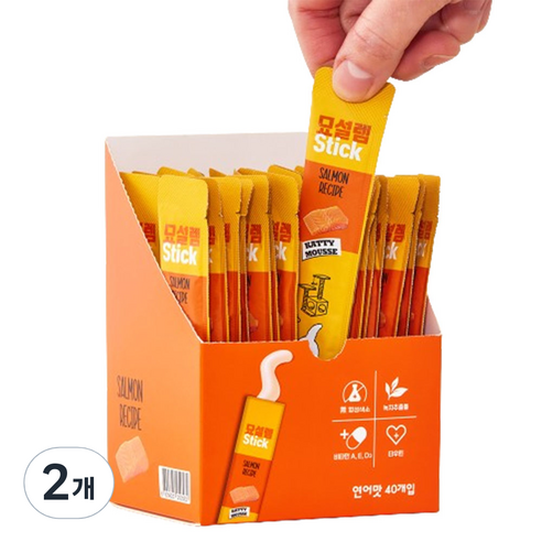 페슬러 고양이 묘설렘 스틱 간식 40p, 연어, 400g, 2개