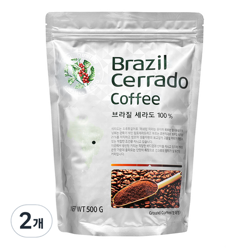 코델리 브라질 세라도 분쇄커피, 500g, 2개