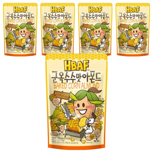 HBAF 군옥수수맛 아몬드, 190g, 5개