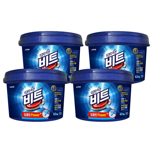 비트 딥클린 파워 플러스 분말세제 본품, 4.2kg, 4개