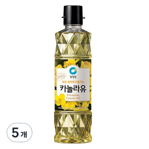 청정원 카놀라유, 500ml, 5개