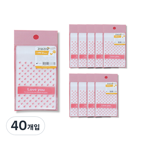 포포팬시 러뷰러뷰 OPP 접착 포장팩 미니 14p, 혼합 색상, 40개입