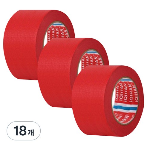 iQIHAN 칼라 마스킹 종이테이프 50mm x 15m, 레드, 18개