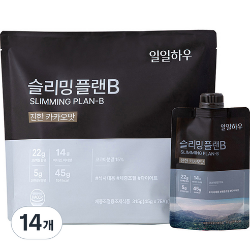 일일하우 슬리밍 플랜B 진한 카카오맛, 45g, 14개