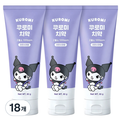 아텍스 아동용 쿠로미 불소 치약 사과향, 80g, 18개