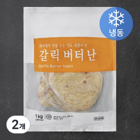 세미원 갈릭 버터 난 (냉동), 50g, 20개입, 2개