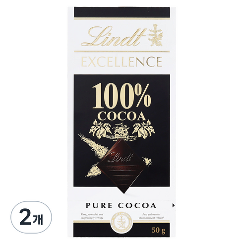 린트 엑설런스 100% 다크 초콜릿, 50g, 2개