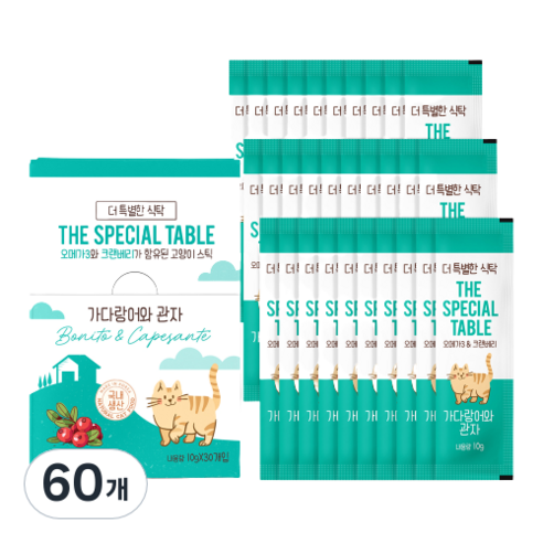 더특별한식탁 고양이 스틱 10g, 가다랑어 + 관자 혼합맛, 60개