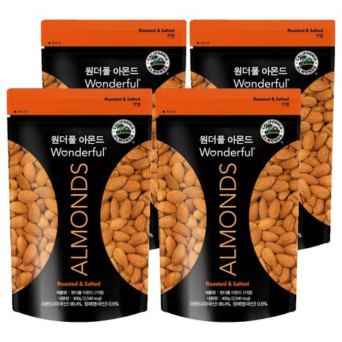 파라마운트팜스 원더풀 아몬드, 400g, 4개