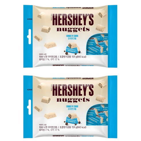 허쉬 너겟 쿠키앤크림 초콜릿, 159g, 2개