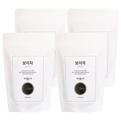 청년농원 저온가공 보이차 삼각티백, 1g, 50개입, 4개, 1g