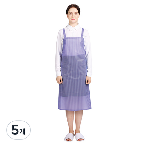 웰프런 우레탄 방수앞치마 스트라이프 중, 반투명 퍼플, 5개