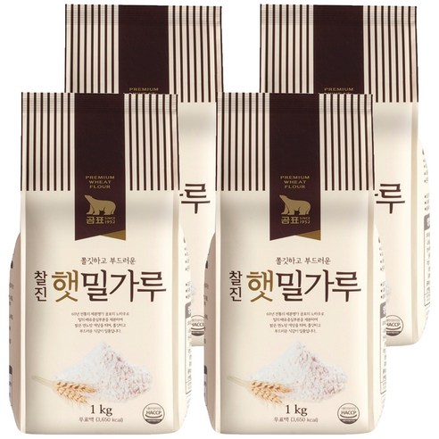 곰표 찰진 햇밀가루, 1kg, 4개