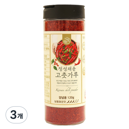 정성채운 국산 고춧가루 보통매운맛, 120g, 3개