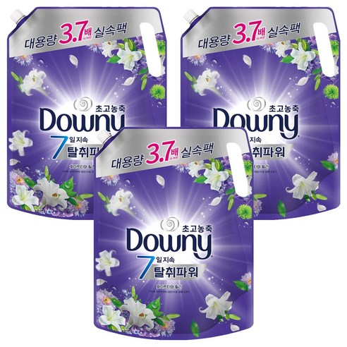 다우니 7일 탈취파워 초고농축 섬유유연제 화이트티와 릴리 리필, 2.6L, 3개
