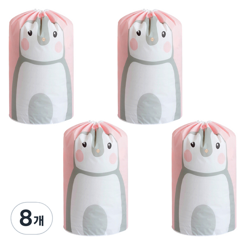 withWIN PEVA 옷 의류 이불 보관주머니, 핑크펭귄, 8개