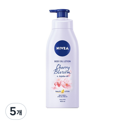 니베아 바디오일로션 체리블로썸앤 호호바 오일, 400ml, 5개