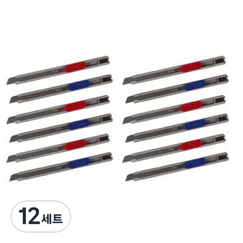 델리 컷터칼 레드 + 블루 세트 2053, 혼합색상, 12세트