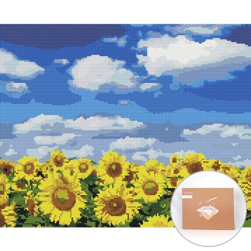 아트조이 DIY 보석 십자수 캔버스형 50 x 40 cm, 청명한 해바라기, 1개