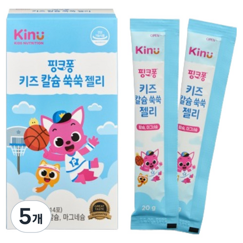 키누 핑크퐁 키즈 칼슘 쑥쑥 젤리 14p, 280g, 5개