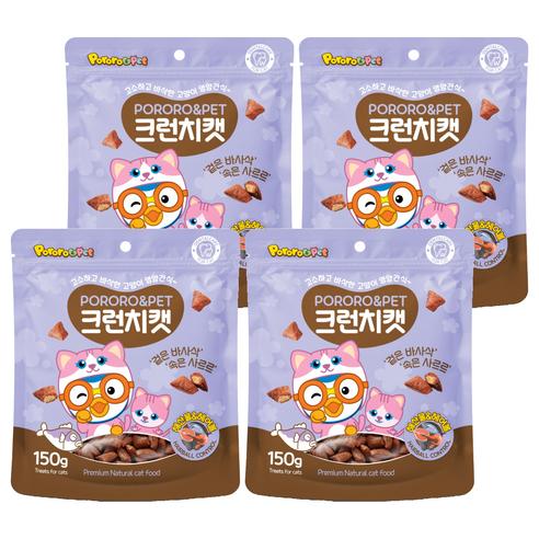 에이비에스엘 뽀로로펫 크런치캣 간식, 해산물 + 헤어볼 혼합맛, 150g, 4개