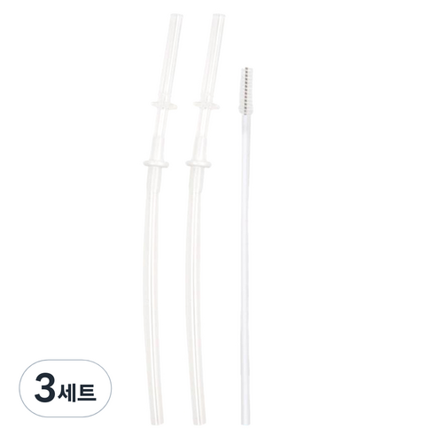 리틀밥독 국내 제조 PP 플립 컬러 빨대컵 교체용 빨대2개 + 세척솔1개, 투명, 3세트