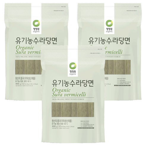 청정원 유기농 수라 당면, 800g, 3개